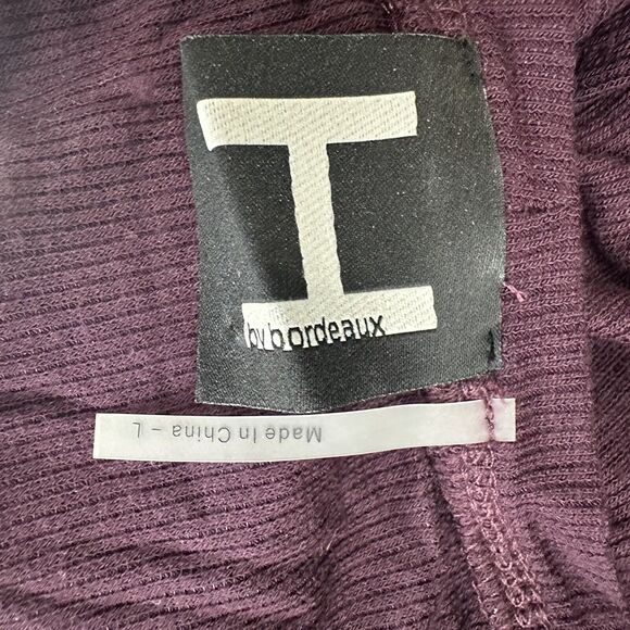 h by bordeaux purple ribbed long sleeve top blouse Size L - Picture 4 of 6